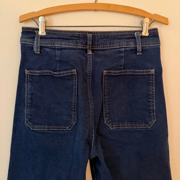 Zara The Patch Pockets Marine Straight Jeans Dark Wash Size US 8 - Picture 6 of 11